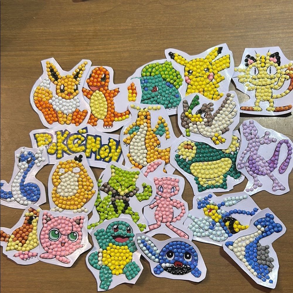 Colorful Pokémon Diamond Sticker Set